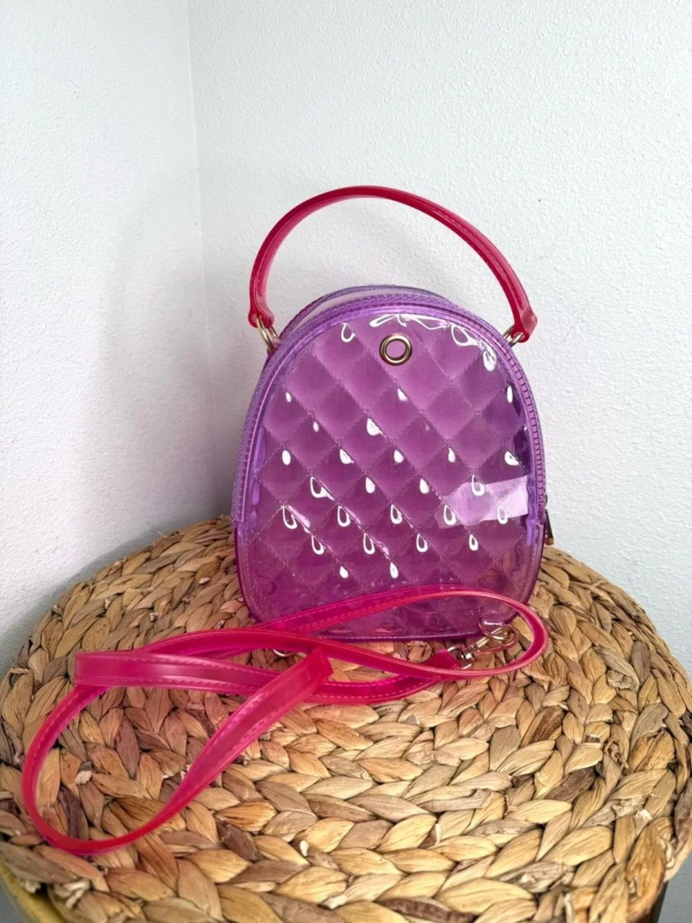 DELUXITY Bag jelly pink Purple purse Quilted Pattern clear Y2K festival Barbie